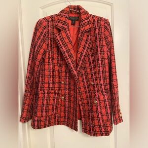 Rachel Zoe Red and Black Tweed Style Blazer